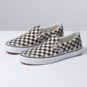 Vans Bayan Kaykay Ayakkabısı Blur Check Slip-On Siyah/Beyaz | 17187-893